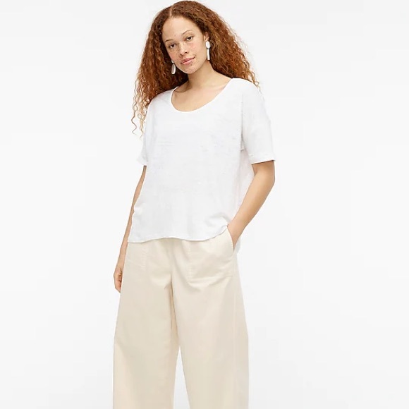 J Crew Relaxed Linen Scoopneck T-Shirt - Picture 1 of 5